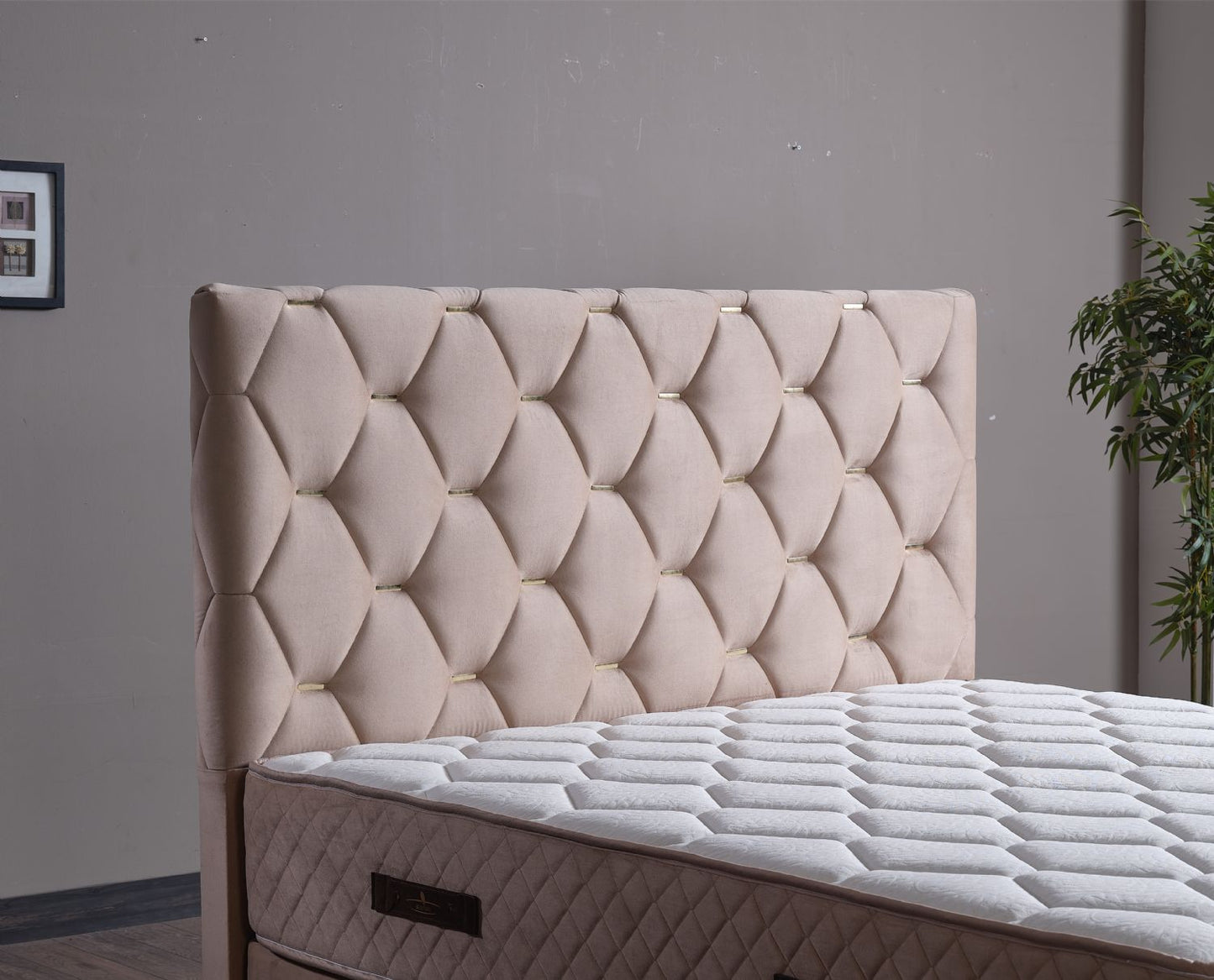 Lilit Upholstered Bed with Headboard and Base Boards
