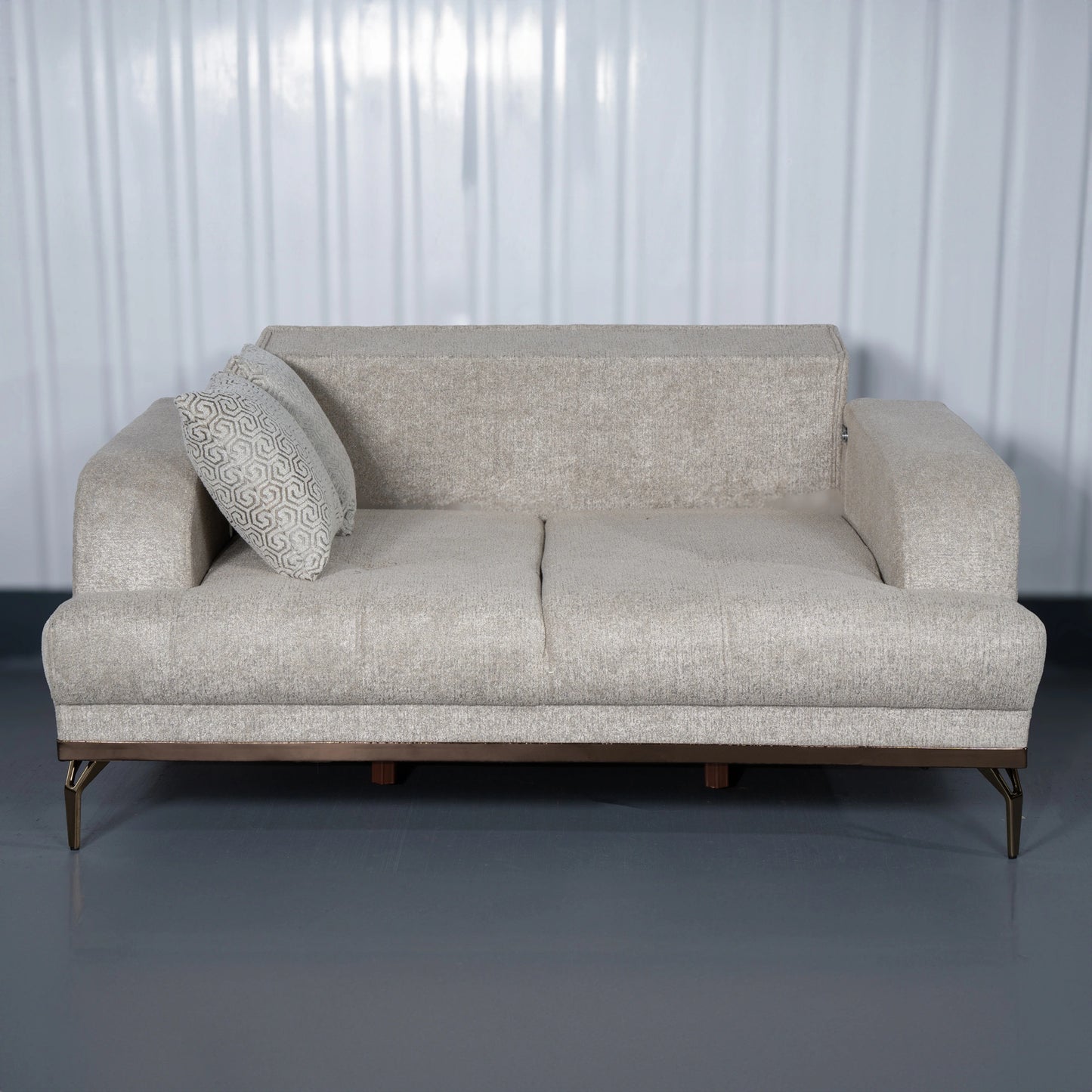Venture 3+2+1 Seater Beige - Bronze Metal Leg