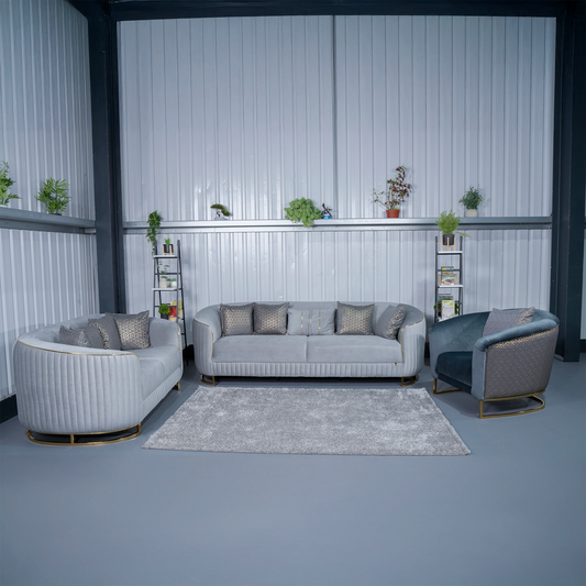 Rolex Elegant Gray 3+2+1 Seater Sofa Set