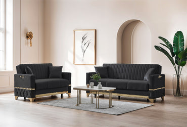 Istanbul Modern Black 3+2+1 Seater Sofa Bed