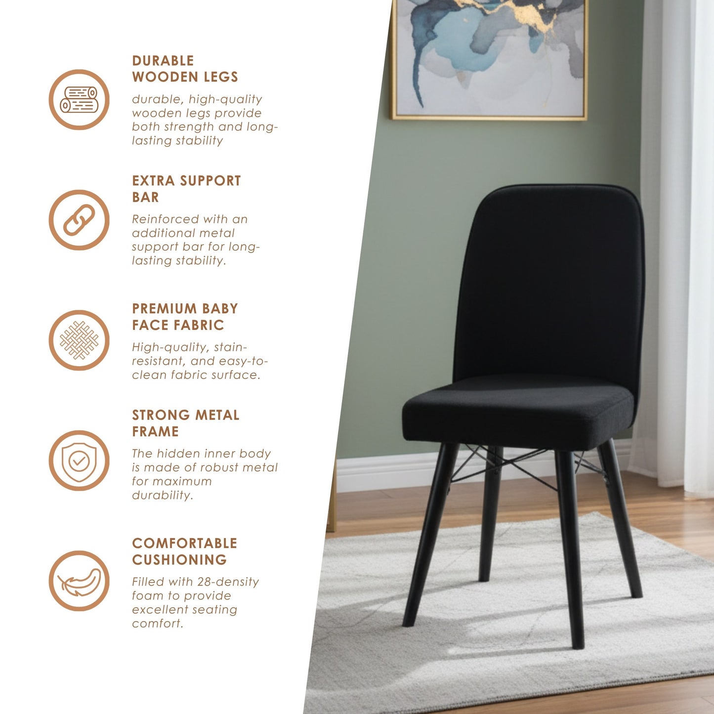 Black Wooden  Extendable Dining Table and 6 Chairs