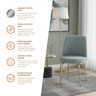 Gray Extendable Dining Table with Tempered Glass Top & Metal Legs +6 Upholstered Chairs