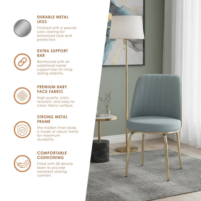 Gray Extendable Dining Table with Tempered Glass Top & Metal Legs +6 Upholstered Chairs