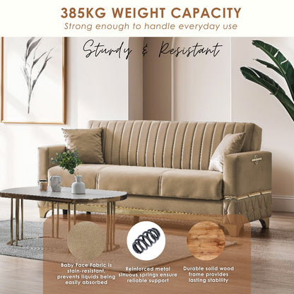 Istanbul Modern Beige 3+2+1 Seater Sofa Bed