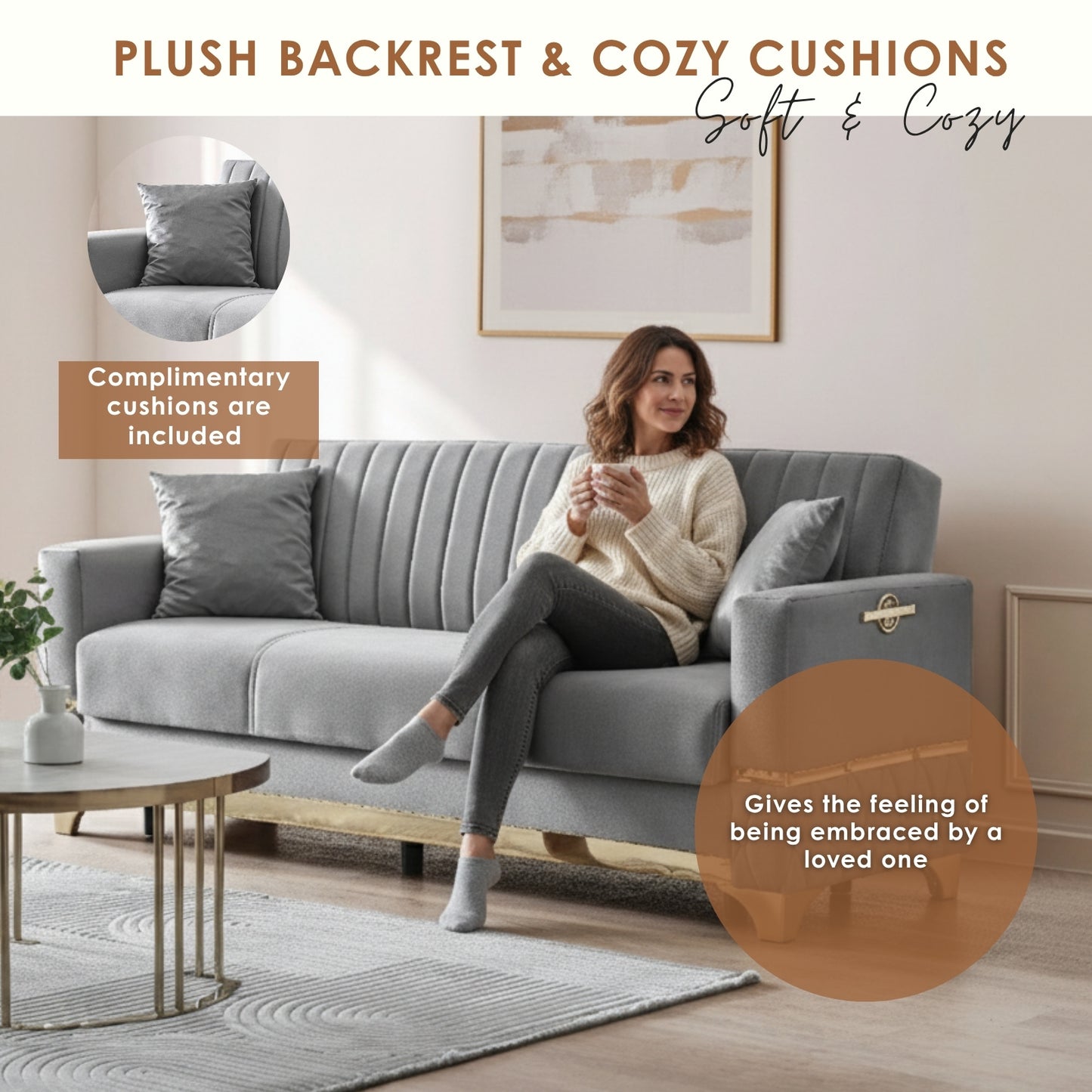 Istanbul Modern Gray 3+2+1 Seater Sofa Bed