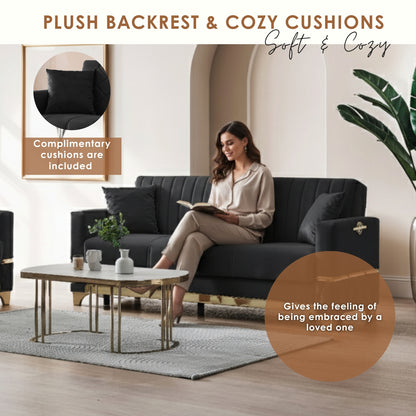 Istanbul Modern Black 3+2+1 Seater Sofa Bed