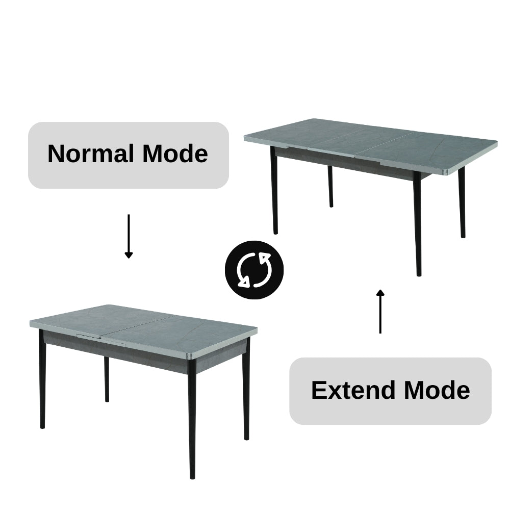Gray Wooden Extendable Dining Table and 6 Chairs