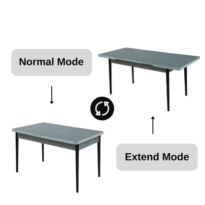 Gray Wooden Extendable Dining Table and 6 Chairs