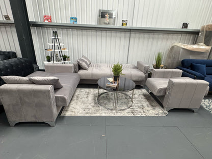 Diamond Elegant Gray Silver 3+2+1 Seater Sofa Bed