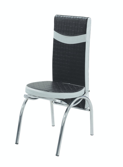 Black Wave Table Extendable Dining Table with Tempered Glass Top & Metal Legs +6 Leather Upholstered Chairs