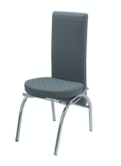 Gray Wooden Effect Dining Table with Tempered Glass Top & Metal Legs +6 Leather Upholstered Chairs