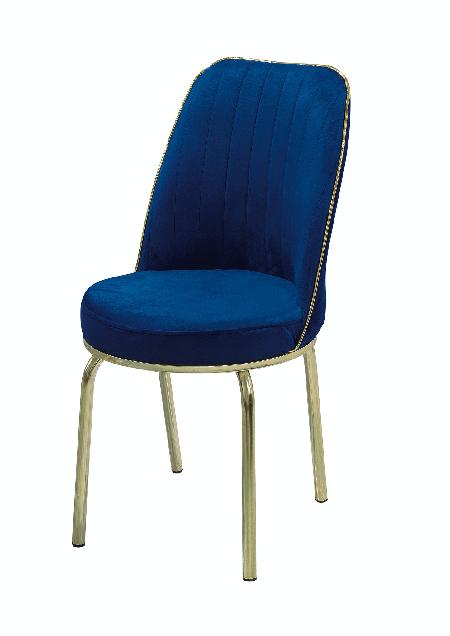 Blue Gold Extendable Dining Table with Tempered Glass Top & Metal Legs +6 Upholstered Chairs