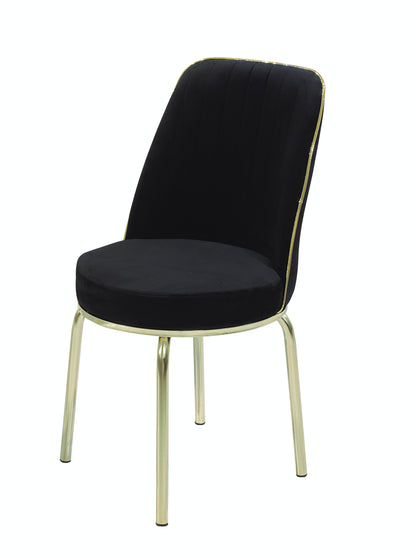 Black Extendable Dining Table with Tempered Glass Top & Metal Legs +6 Upholstered Chairs