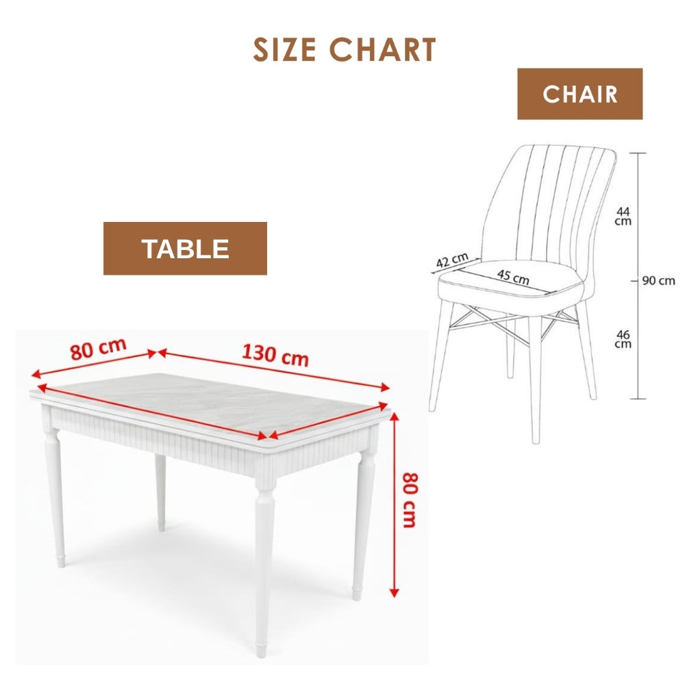Lux White Leg Wooden Marble effect 6 Chairs