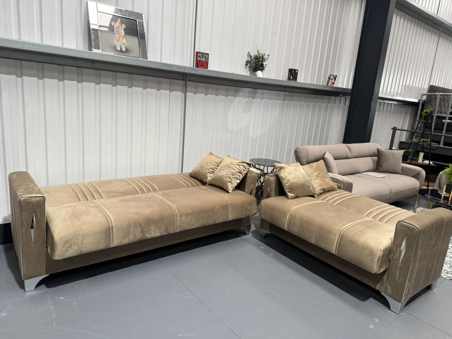 Diamond Elegant Cream Beige 3+2+1 Seater Sofa Bed