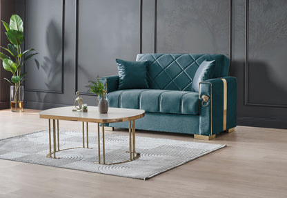 Lion Modern Green Gold 3+2+1 Seater Sofa Bed