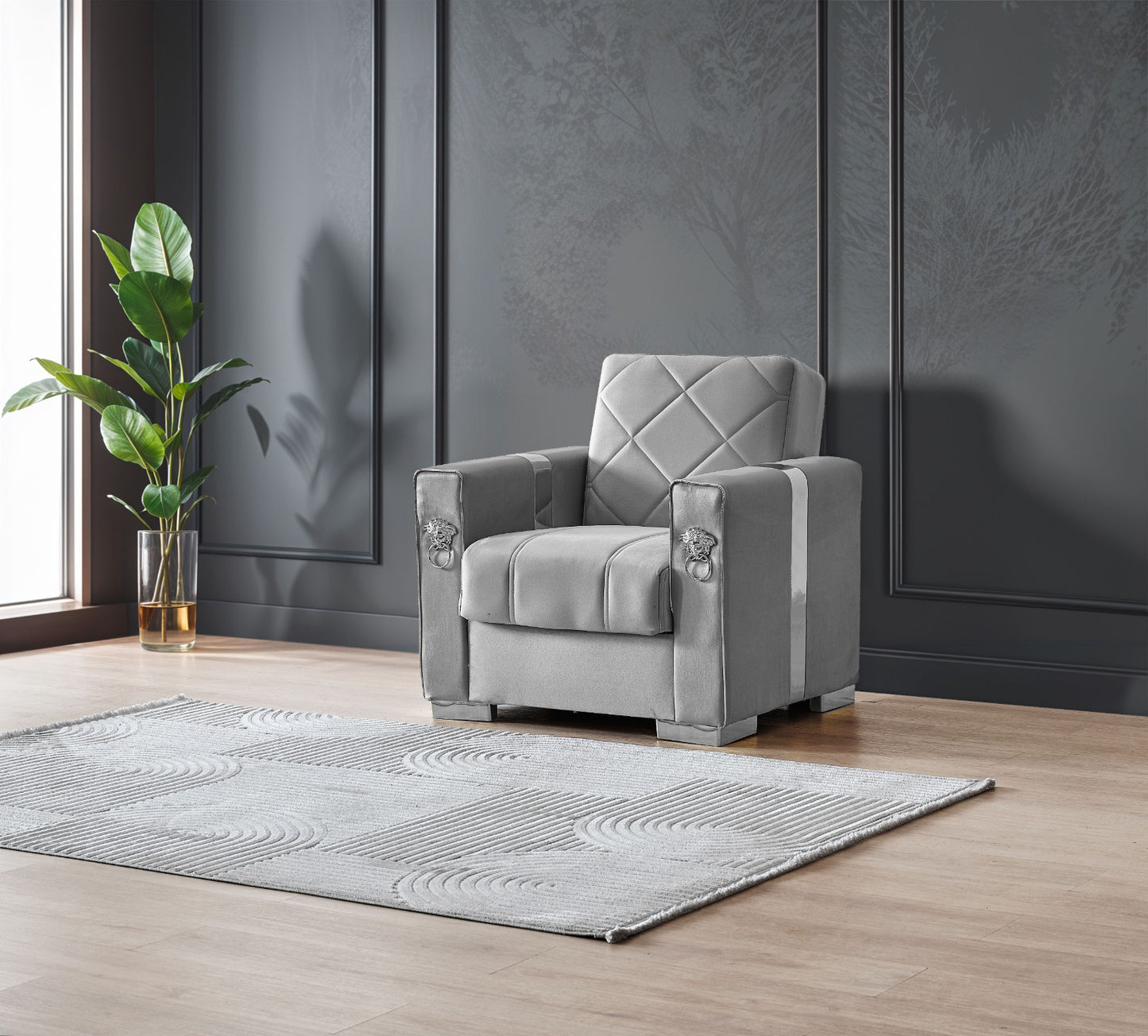 Lion Modern Gray Silver 3+2+1 Seater Bed