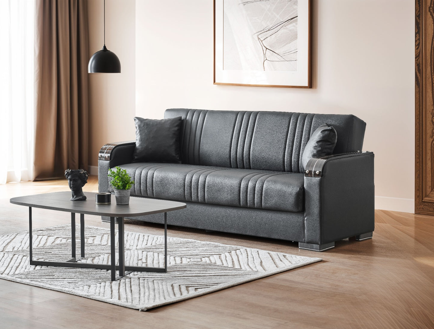 Leather Seater Sofa - Black
