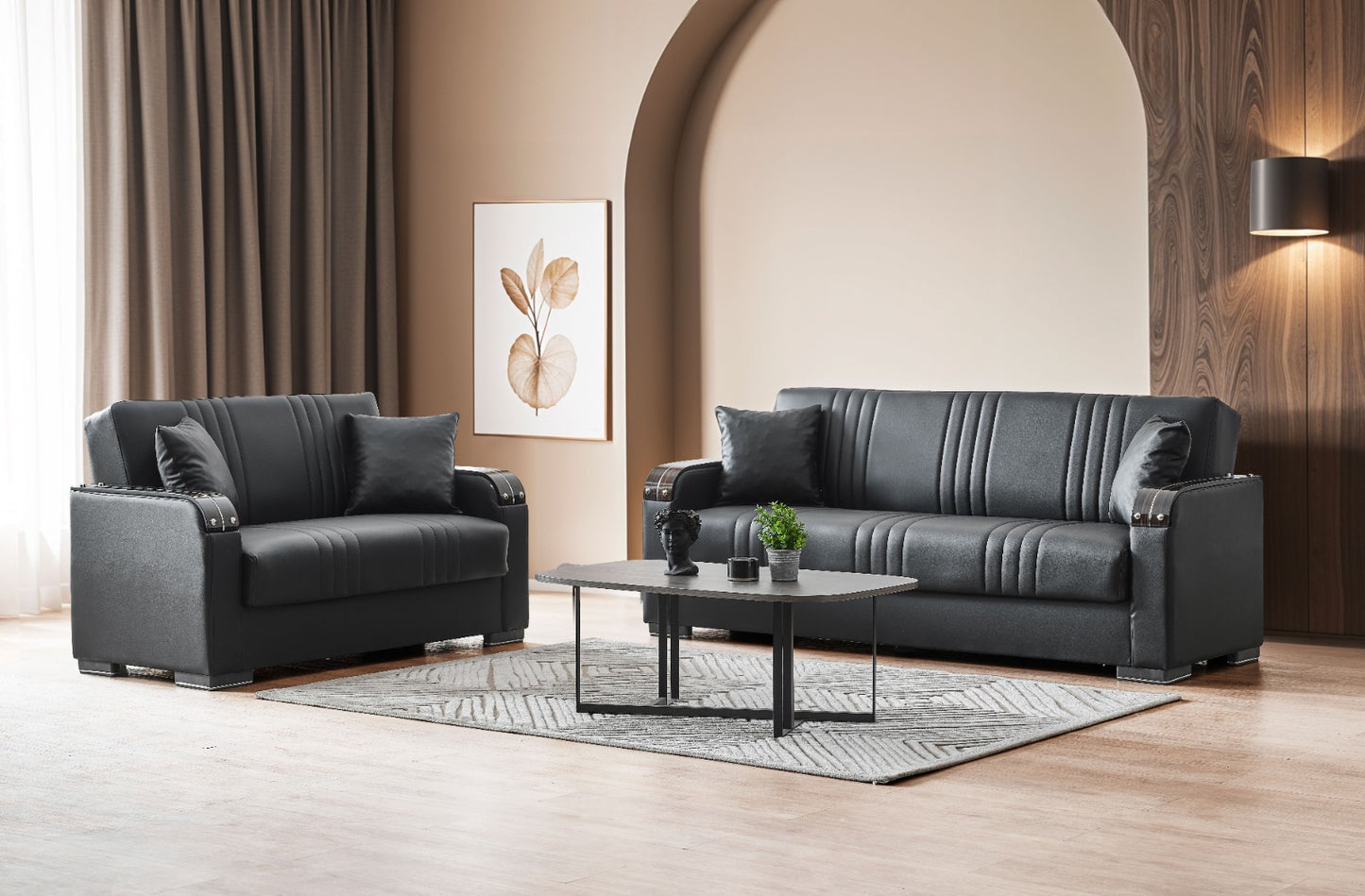 Leather Seater Sofa - Black