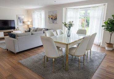 White Gold Effect Dining Table and 6 Chairs