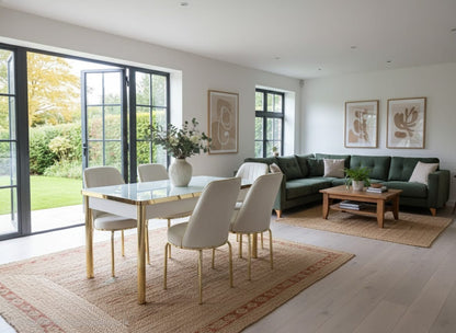 White Gold Effect Dining Table and 6 Chairs