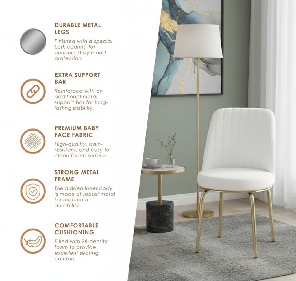 White Gold Effect Dining Table and 6 Chairs