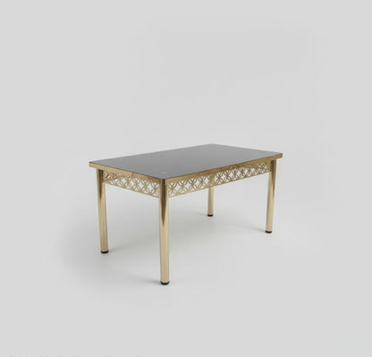 Black Gold Marble Effect Dining Table and 6 Chairs