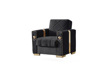 Lion Modern Black Gold 3+2+1 Seater Sofa Bed