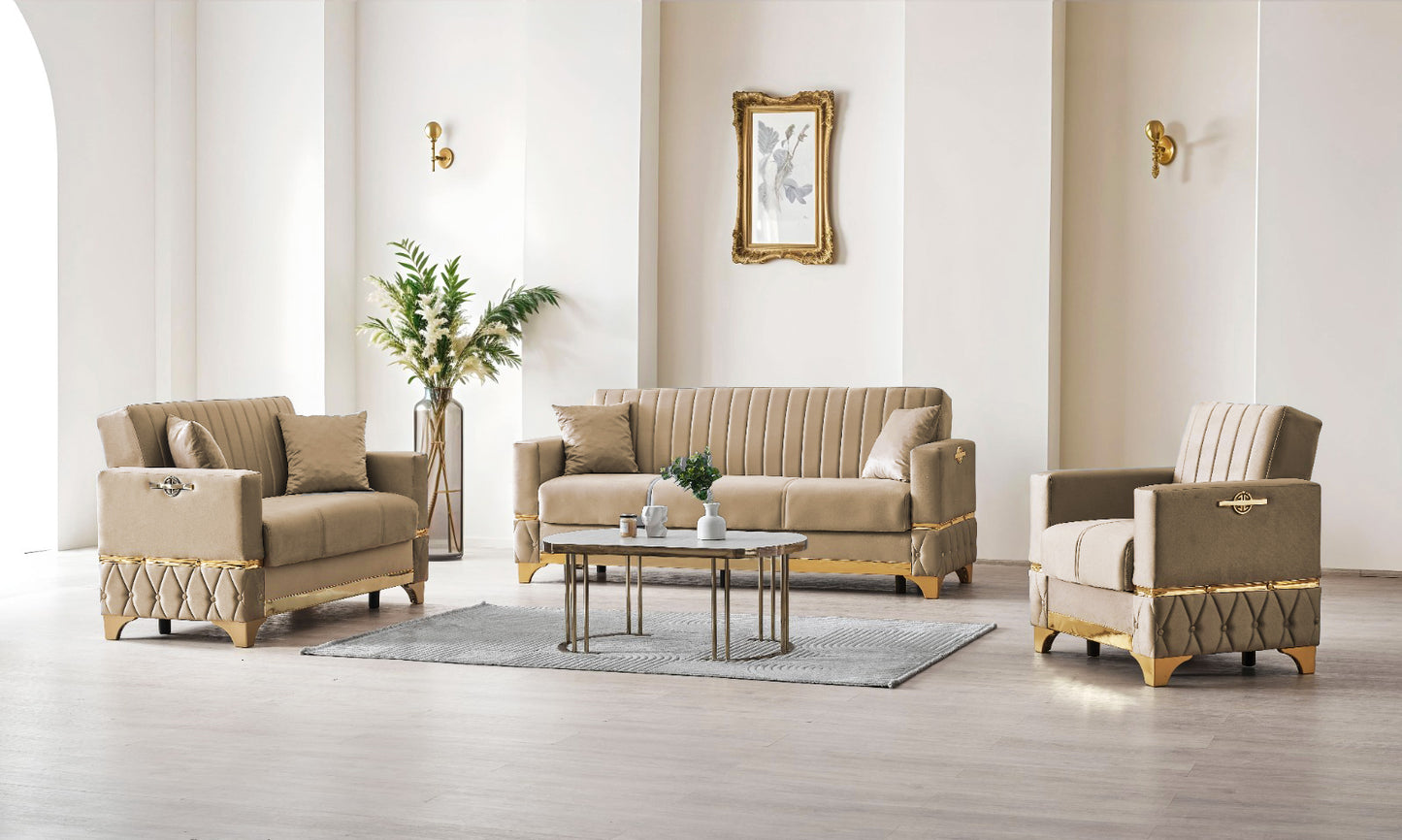 Istanbul Modern Beige 3+2+1 Seater Sofa Bed
