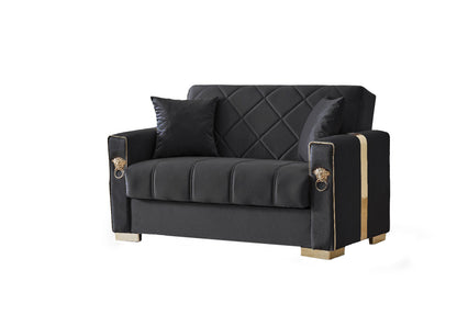 Lion Modern Black Gold 3+2+1 Seater Sofa Bed