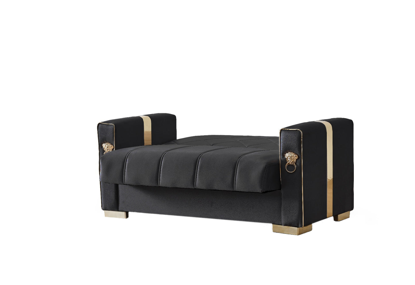 Lion Modern Black Gold 3+2+1 Seater Sofa Bed