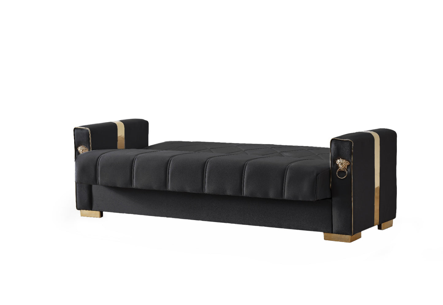 Lion Modern Black Gold 3+2+1 Seater Sofa Bed