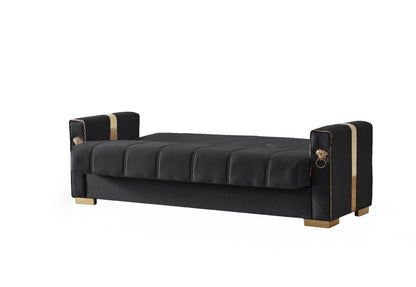 Lion Modern Black Gold 3+2+1 Seater Sofa Bed