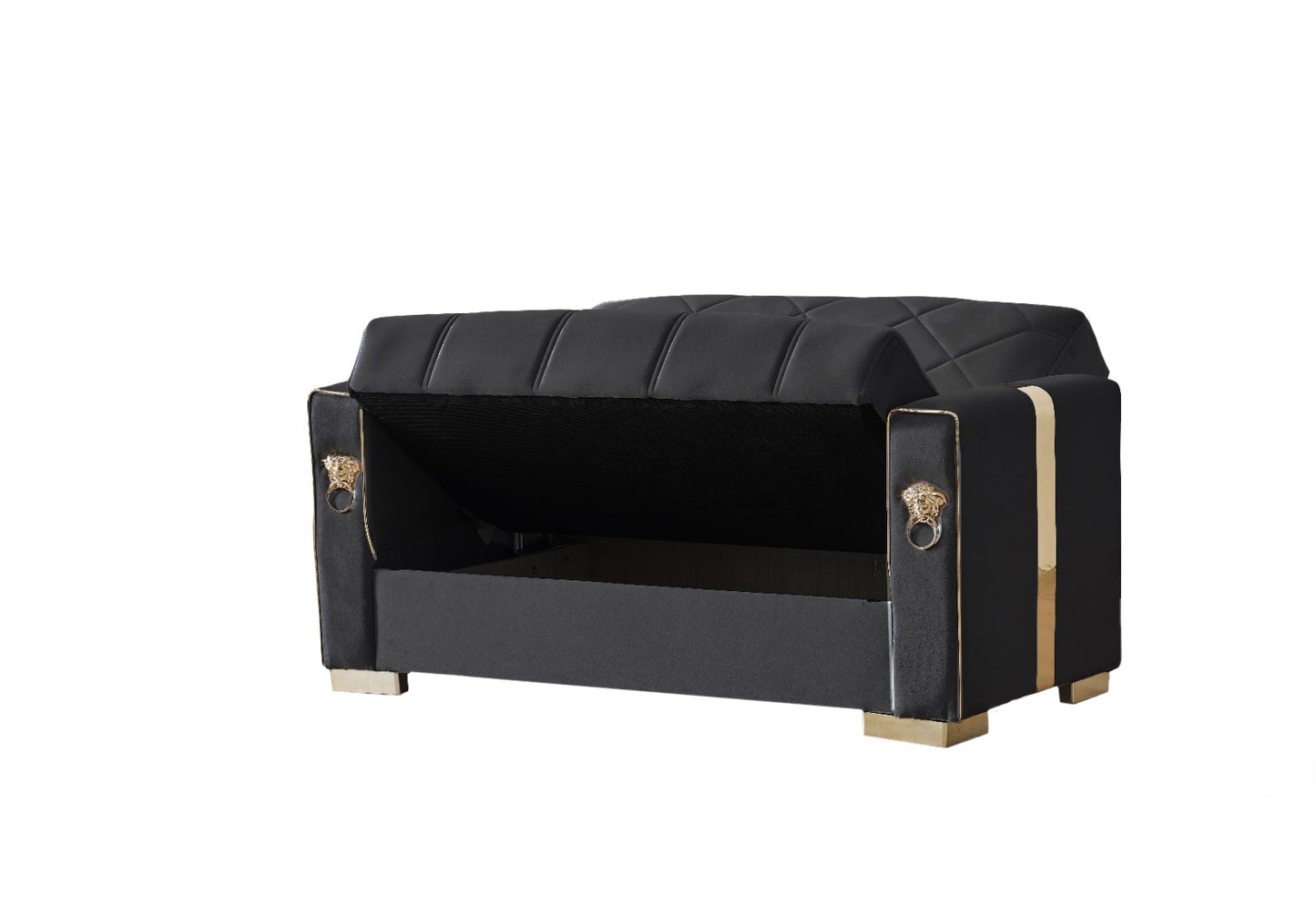 Lion Modern Black Gold 3+2+1 Seater Sofa Bed