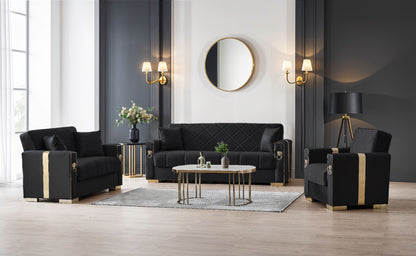 Lion Modern Black Gold 3+2+1 Seater Sofa Bed
