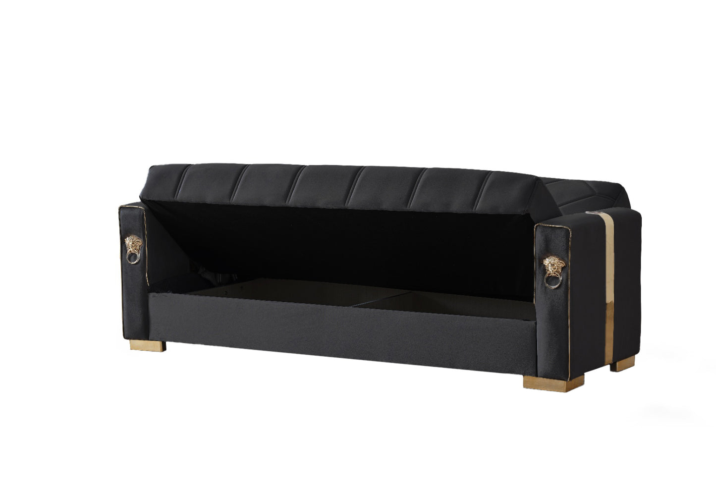 Lion Modern Black Gold 3+2+1 Seater Sofa Bed