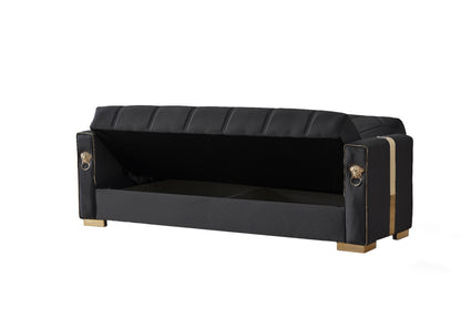 Lion Modern Black Gold 3+2+1 Seater Sofa Bed