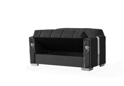 Lion Modern Black Silver 3+2+1 Seater Sofa Bed