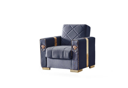 Lion Modern Blue Gold 3+2+1 Seater Sofa Bed