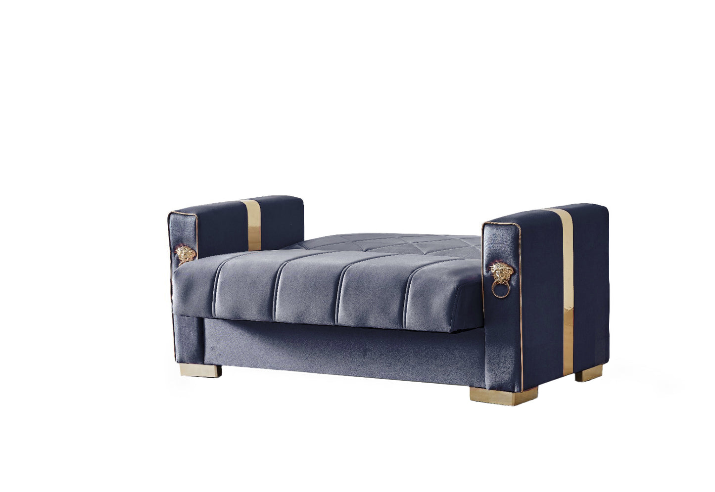 Lion Modern Blue Gold 3+2+1 Seater Sofa Bed