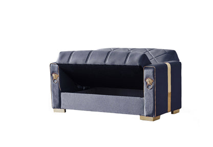 Lion Modern Blue Gold 3+2+1 Seater Sofa Bed
