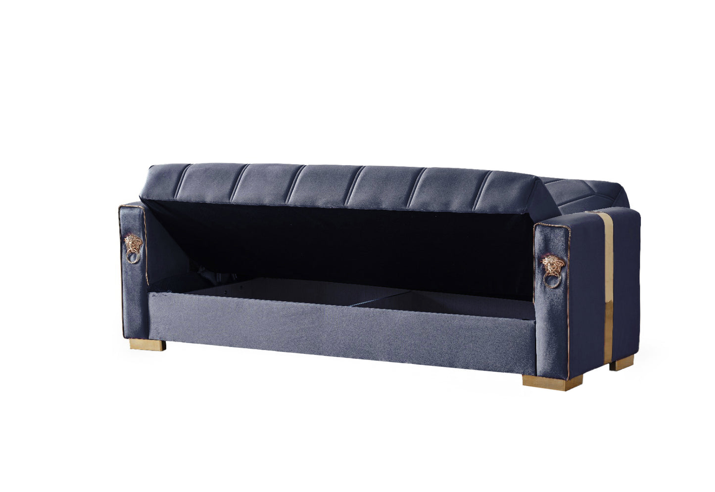 Lion Modern Blue Gold 3+2+1 Seater Sofa Bed