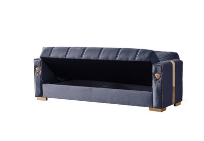 Lion Modern Blue Gold 3+2+1 Seater Sofa Bed