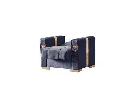 Lion Modern Blue Gold 3+2+1 Seater Sofa Bed