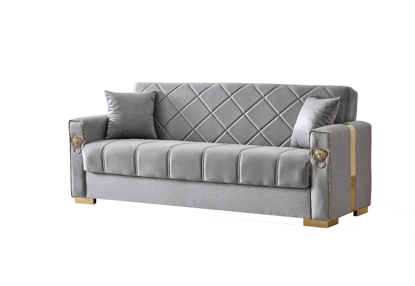 Lion Modern Gray Gold  3+2+1  Seater Sofa Bed