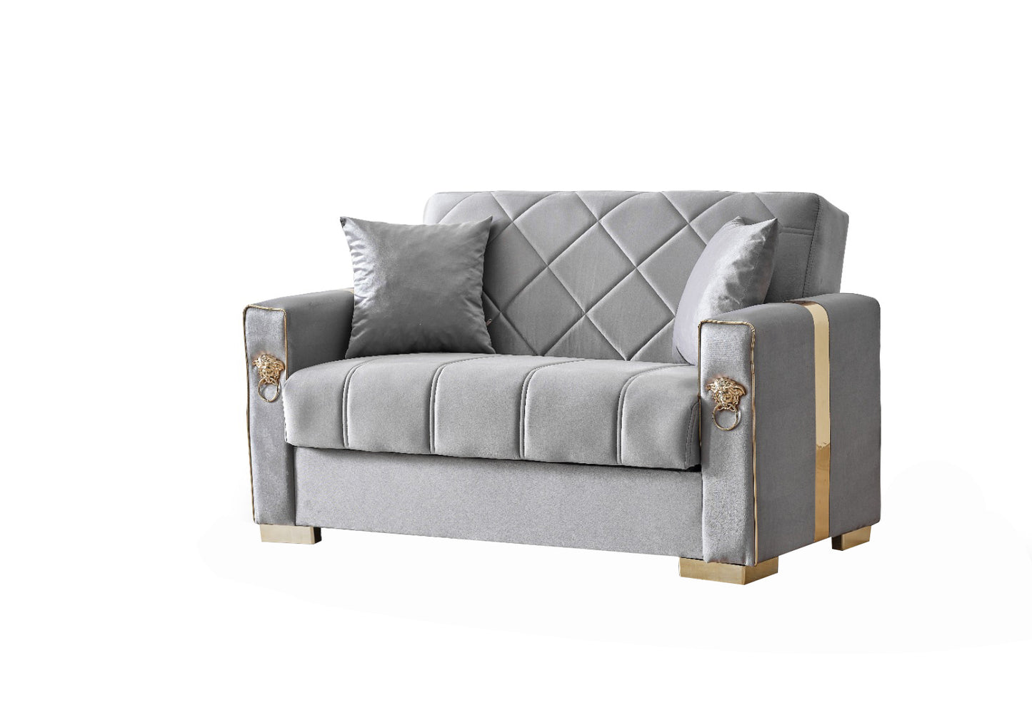 Lion Modern Gray Gold  3+2+1  Seater Sofa Bed