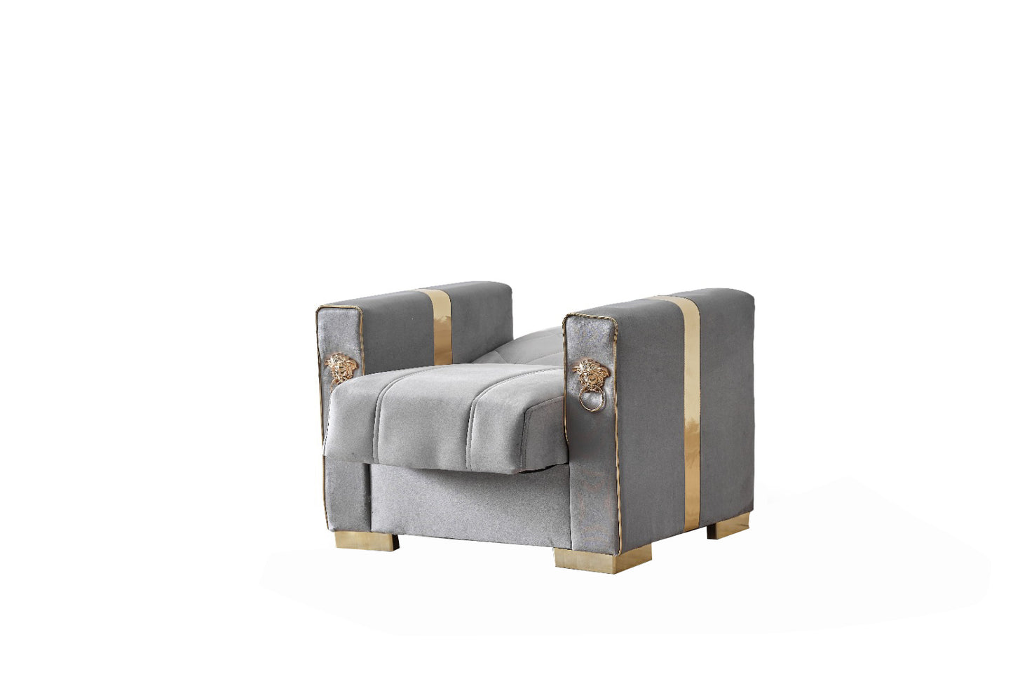 Lion Modern Gray Gold  3+2+1  Seater Sofa Bed