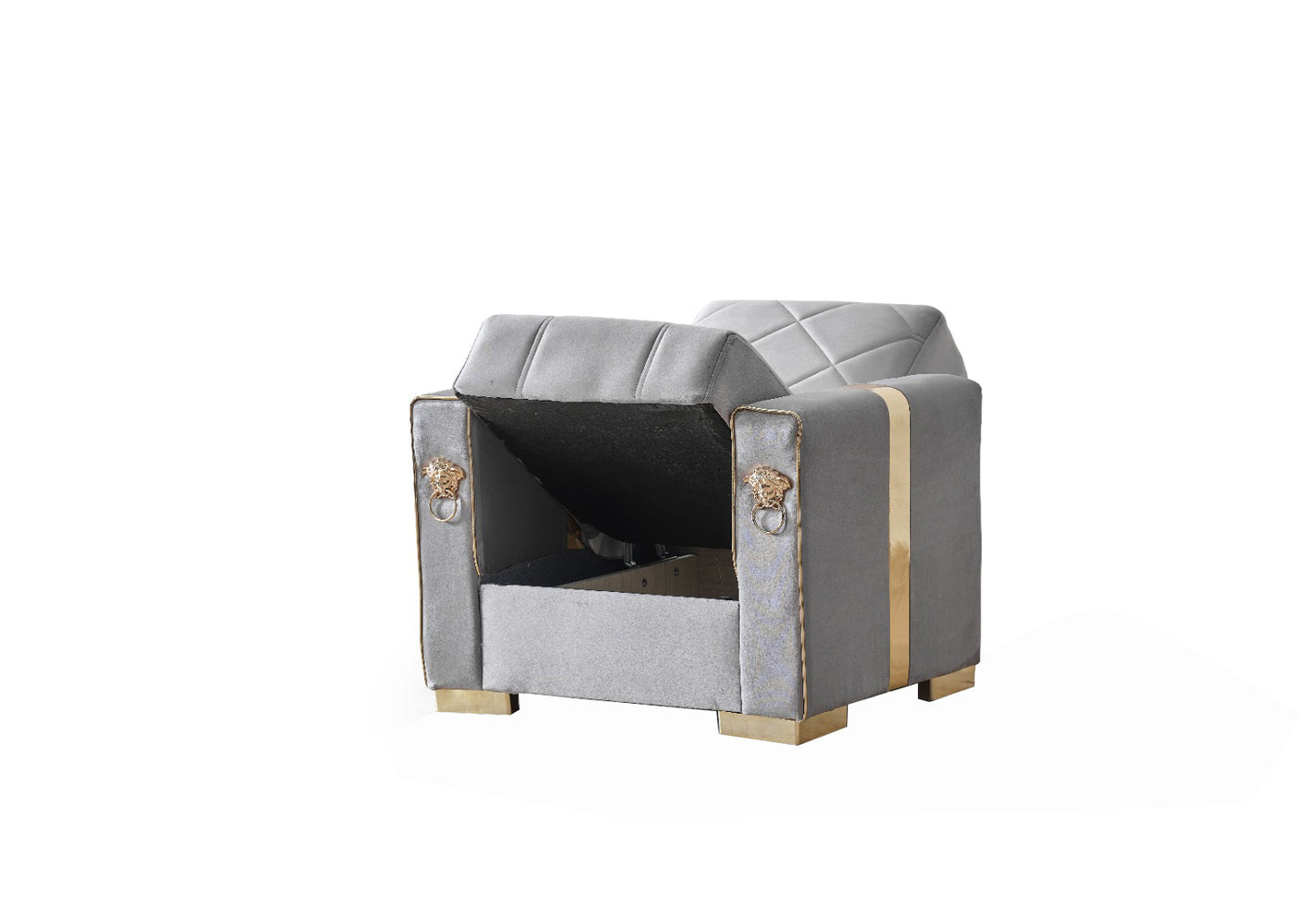 Lion Modern Gray Gold  3+2+1  Seater Sofa Bed