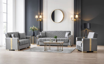 Lion Modern Gray Gold  3+2+1  Seater Sofa Bed