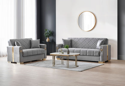 Lion Modern Gray Gold  3+2+1  Seater Sofa Bed